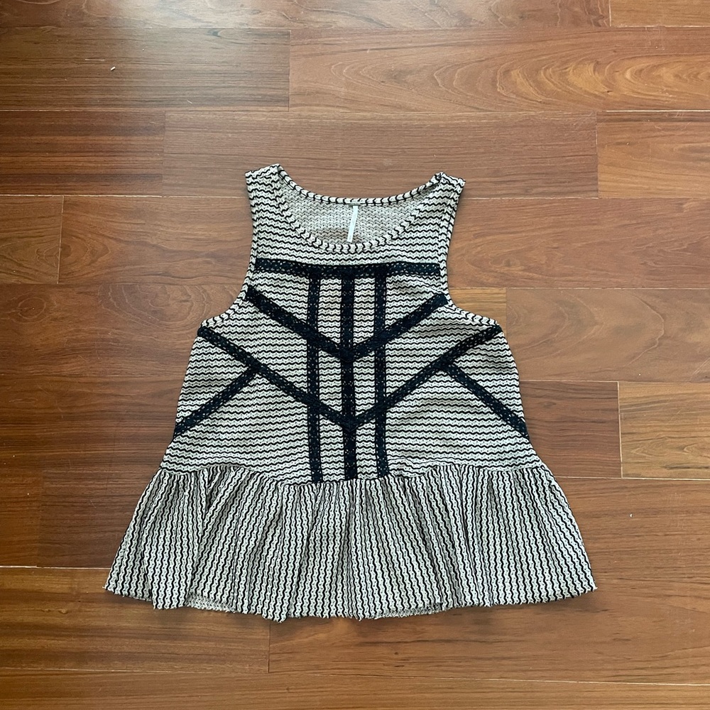 Free People - Lace & Stripe Peplum Top